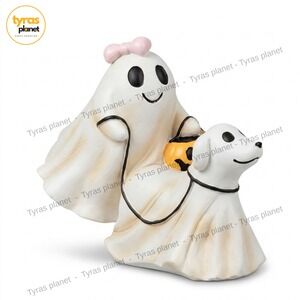 Goblin & Ghoul Pink Bow Girl Ghost Walking Dog Pumpkin Halloween Figurine BUST